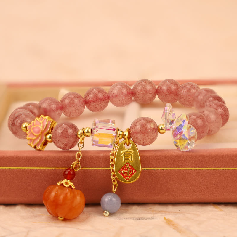 Strawberry Quartz Fu Charm Positive Spiritual Bracelet
