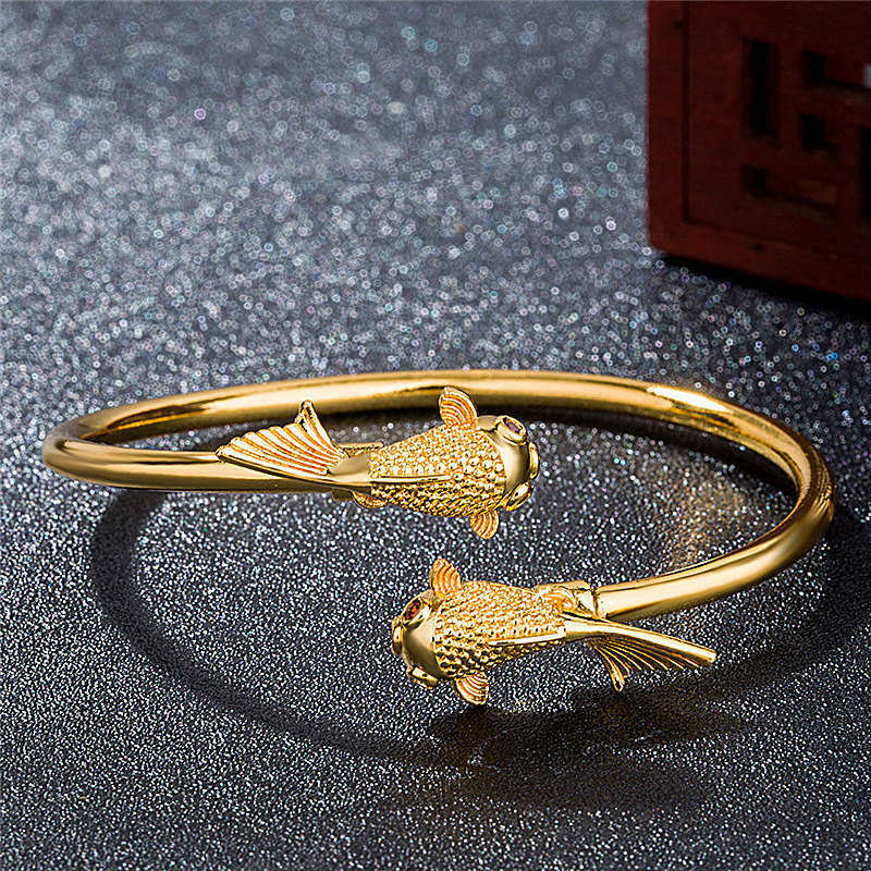 Copper Double Koi Fish Prosperity Bracelet Adjustable