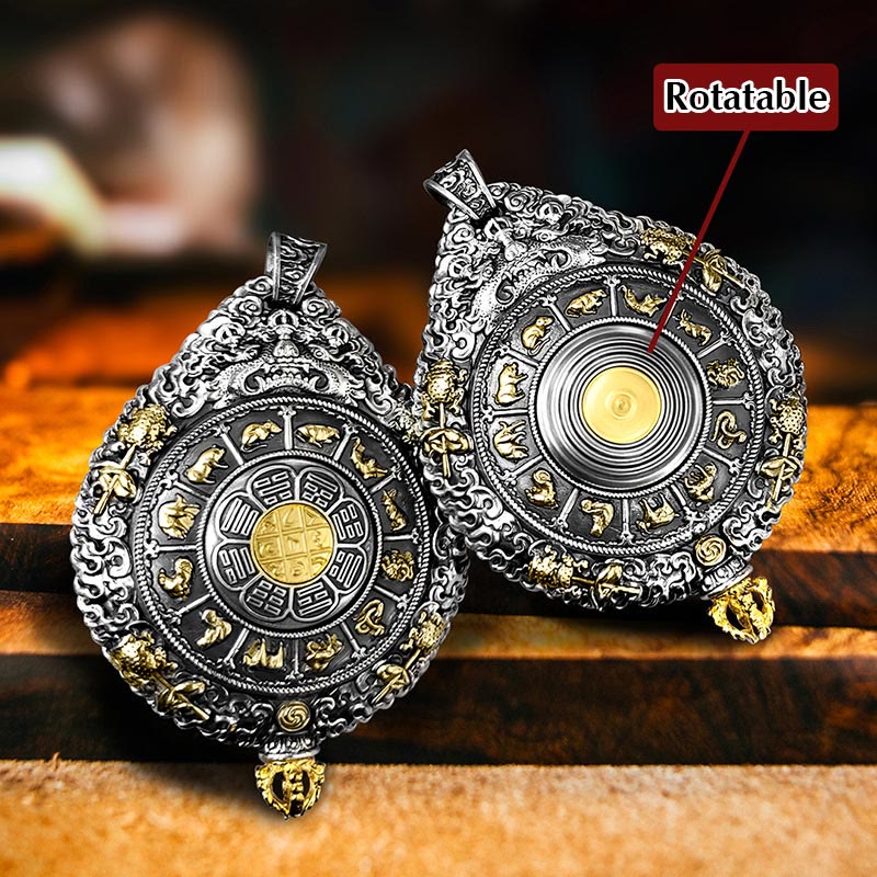 Chinese Zodiac Rotatable Necklace Pendant for Spiritual Protection