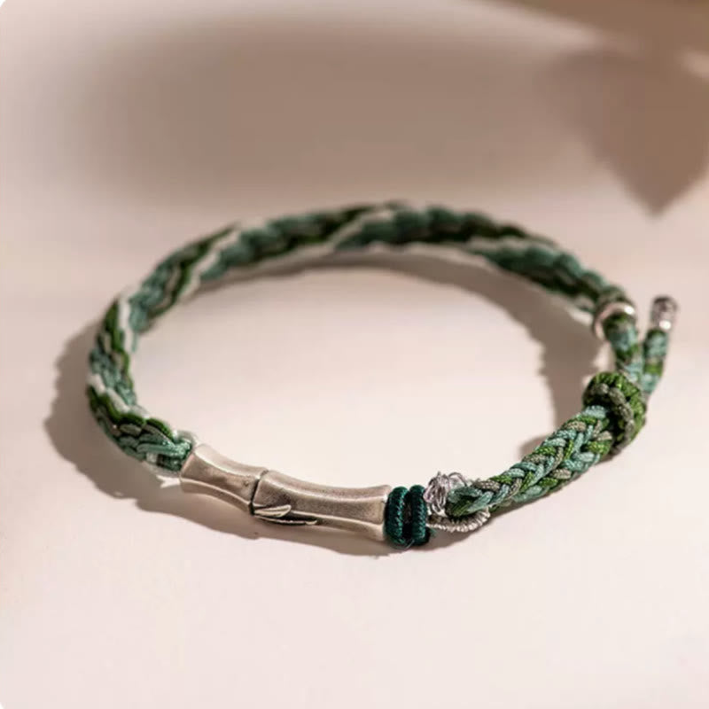 Red String Bracelet in 925 Sterling Silver with Bamboo Knot