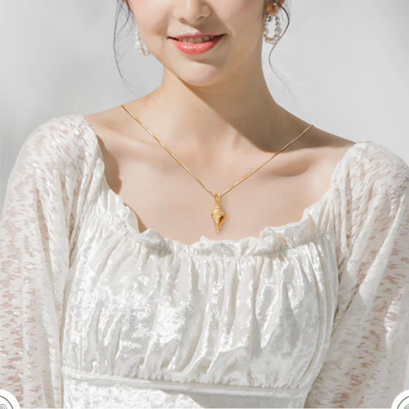 999 Sterling Silber Shankha Muschel Halskette für spirituellen Schutz