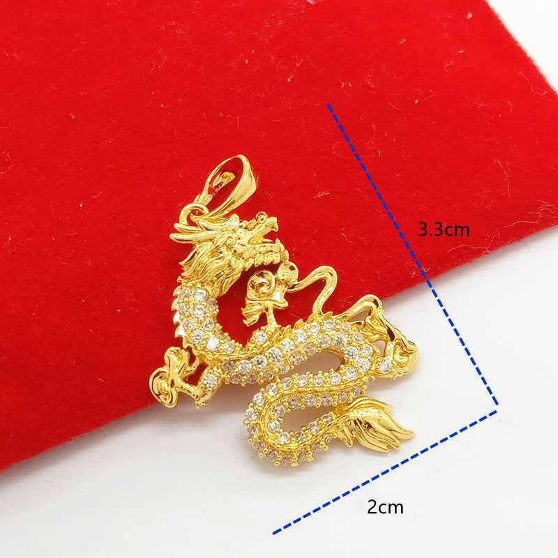 Gold Dragon Protection Necklace Pendant for Strength & Luck