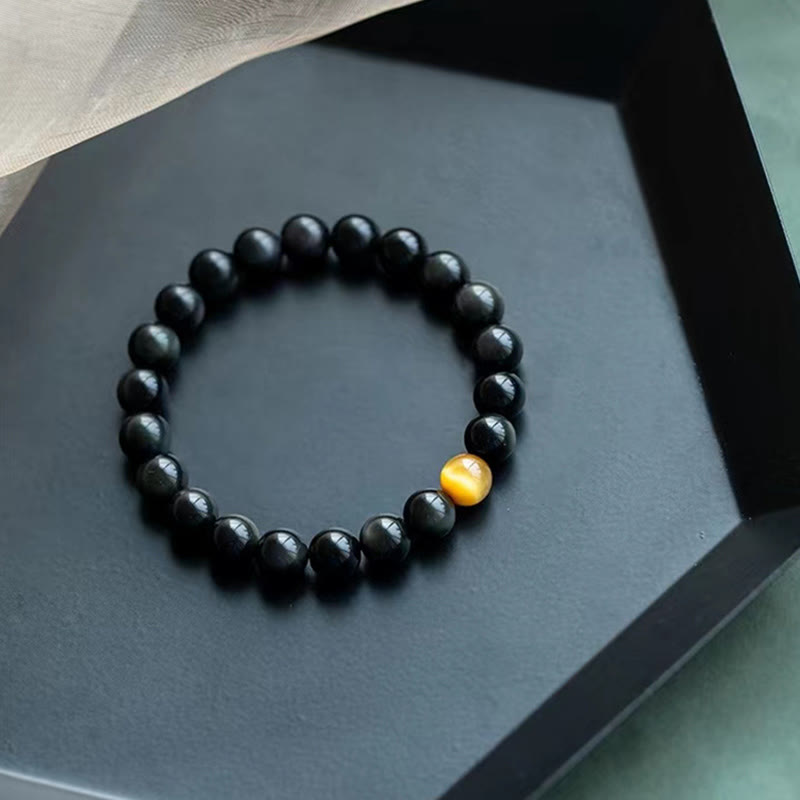 8mm Rainbow Obsidian and Tiger Eye Positive Love Bracelet