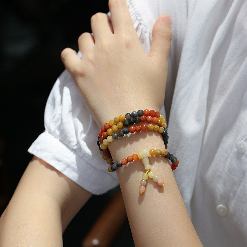 6mm Red Agate 108 Bead Mala Protection Bracelet