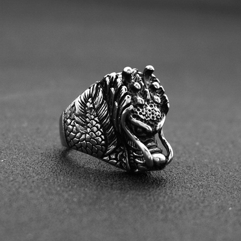 Dragon Balance Titanium Steel Ring for Mental Clarity