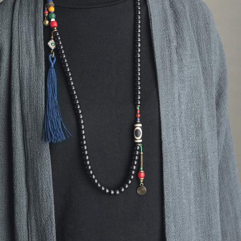 108 Beads Ebony Wood Balance Mala Bracelet for Meditation
