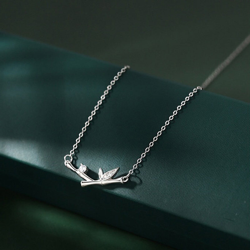 Spirituelle Halskette aus Kupfer-Bambusblättern für Reichtum und Wachstum