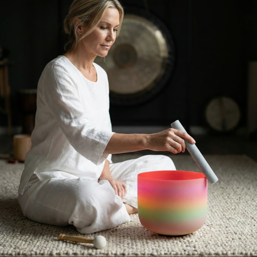 Regenbogen-Kristallklangschale für Chakra-Meditation