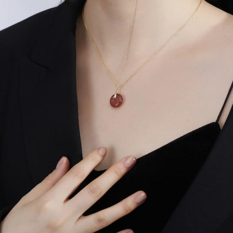 Strawberry Quartz Silver Necklace 45cm for Healing & Love