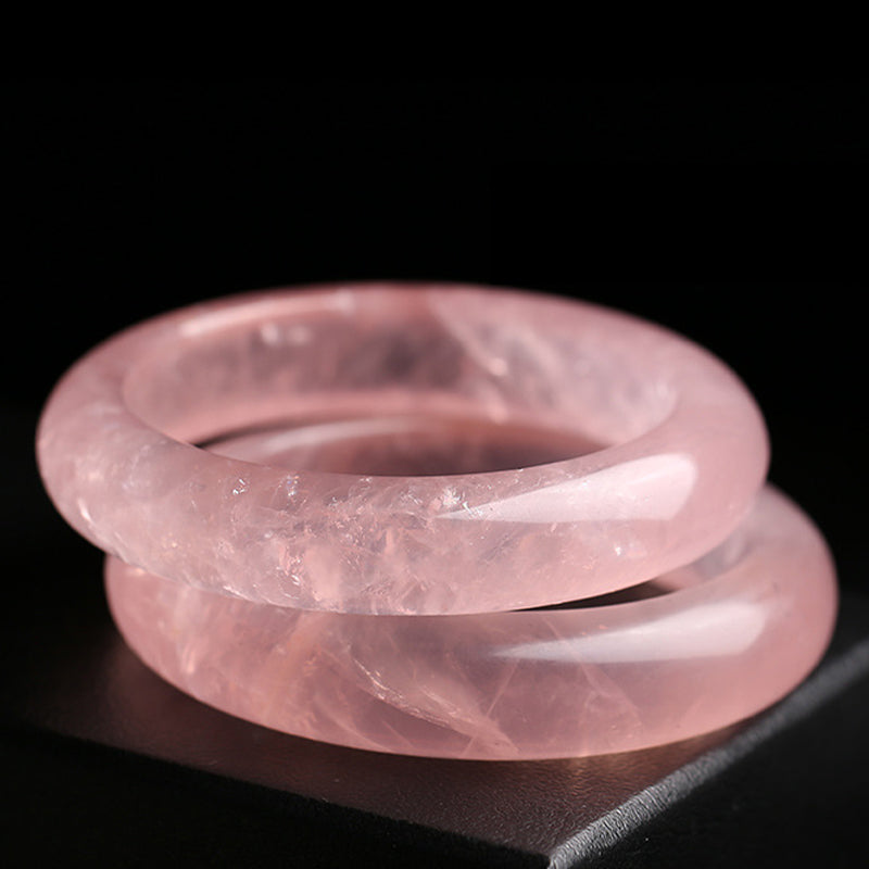 Natural Rose Quartz Love Caring Bangle Bracelet