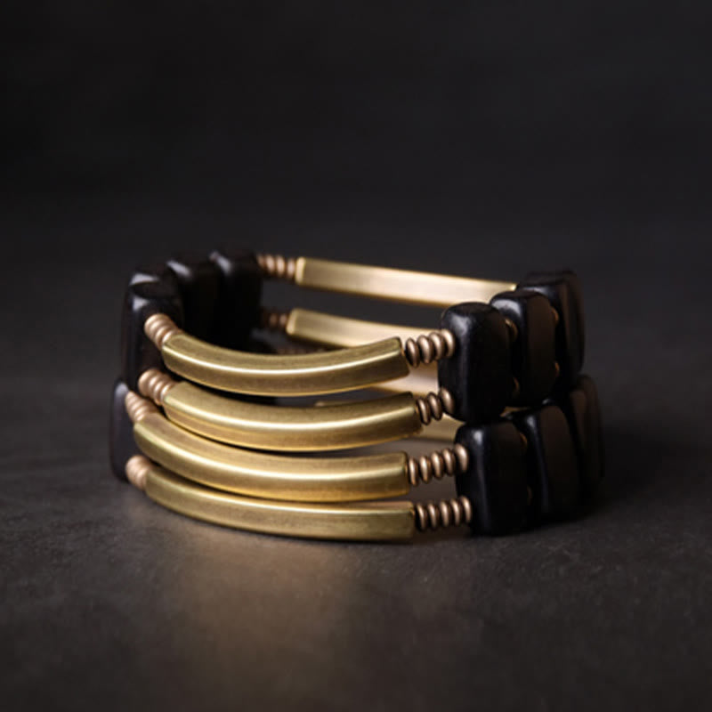 Ebony Wood Copper Double Layer Spiritual Bracelet Balance