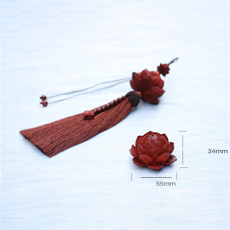 Small Leaf Red Sandalwood Zen Decor | Luck & Protection Tassel
