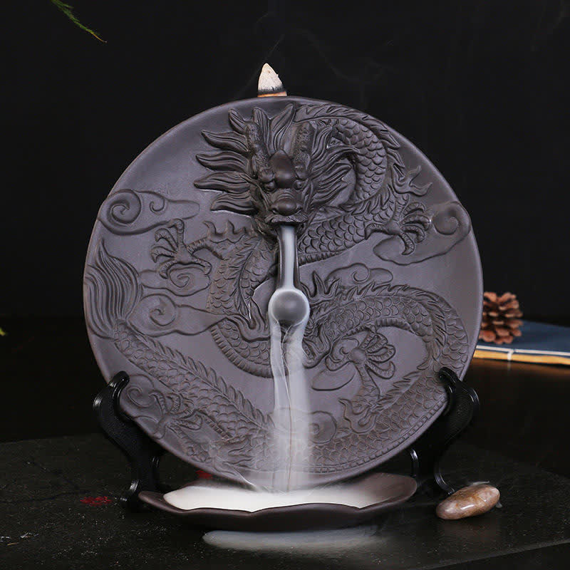 Dragon Ceramic Backflow Smoke Fountain Incense Burner for Meditation