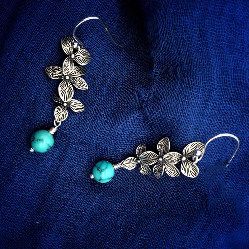 925 Sterling Silver Turquoise Lazurite Serenity Protection Earrings
