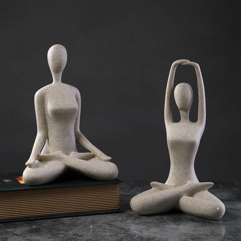 Abstrakte Yoga-Meditierende Buddha-Statue aus Kunstharz, Dekoration