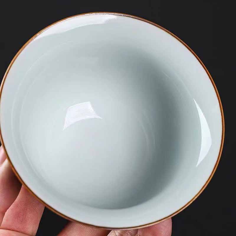 Traditional Pine Tree Green Ceramic Gaiwan Teacup | 150ml | Zen Decor