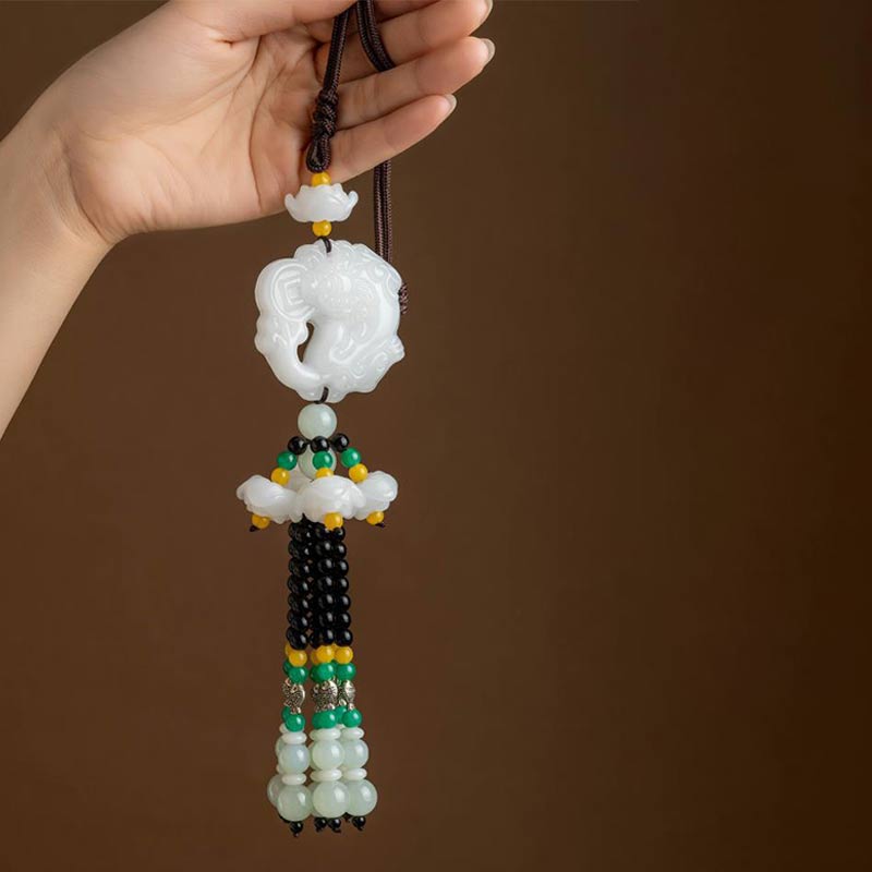 Feng Shui Pixiu Jade Car Pendant for Luck & Protection