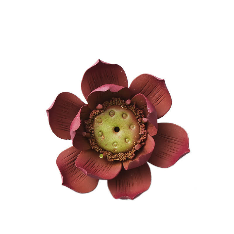 Tibetischer Lotus-Räucherbrenner aus violettem Ton für Frieden und Ruhe