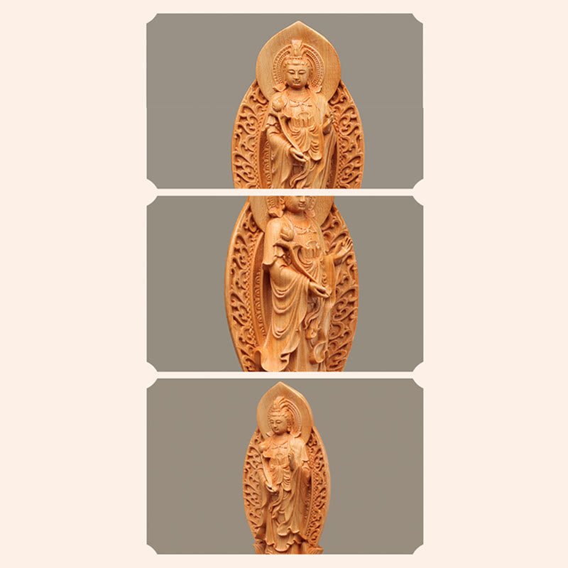 Mahasthamaprapta Bodhisattva Thuja Wood Optimistic Buddha Statue