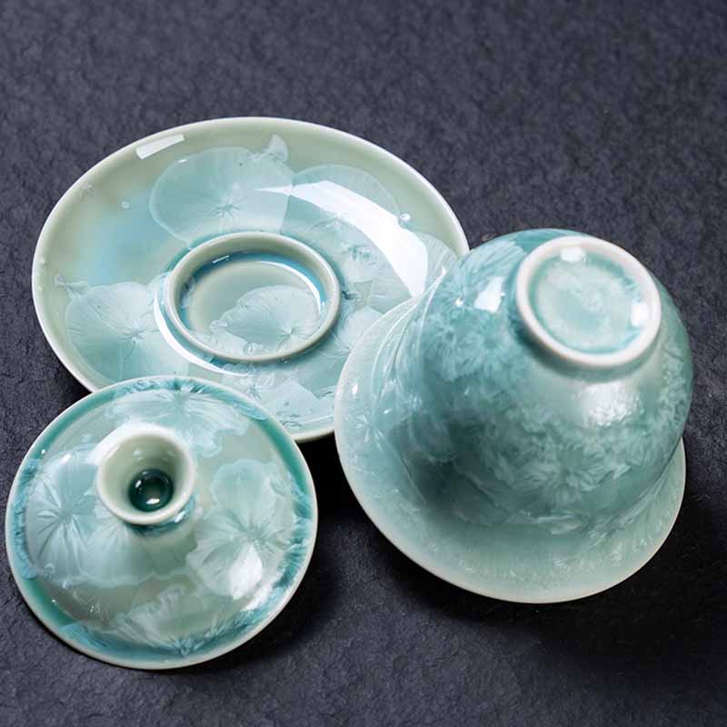 Traditional Ceramic Sancai Gaiwan Tea Cup 180ml for Meditation