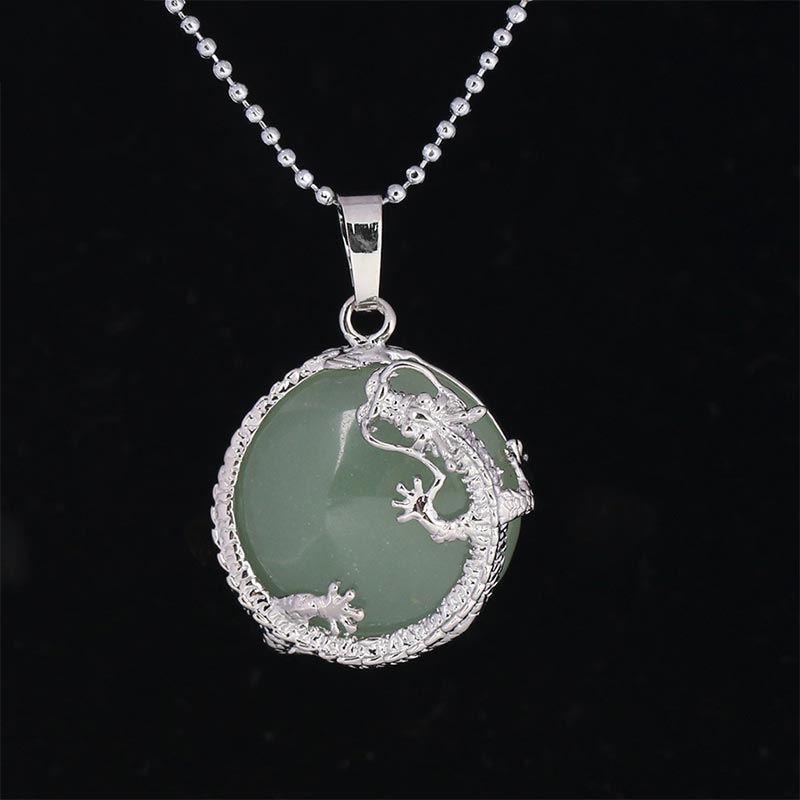 Natural Quartz Crystal Dragon Necklace Healing Energy Pendant