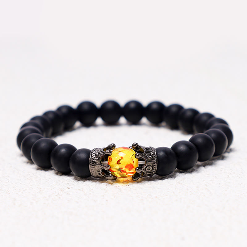 Unisex Natural Stone King and Queen Crown Healing Energy Spiritual Bracelet