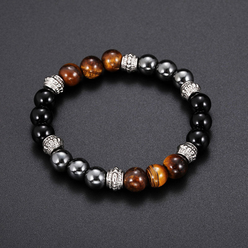 8mm Tiger Eye and Hematite Healing Bracelet for Good Luck