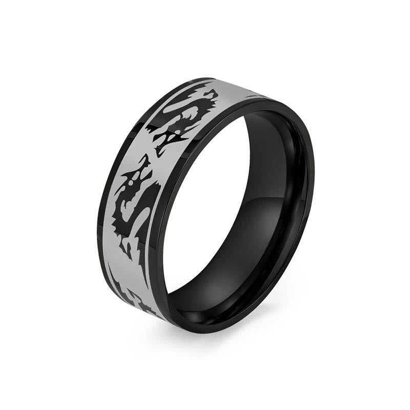 8mm Titanium Steel Dragon Carved Protection Ring