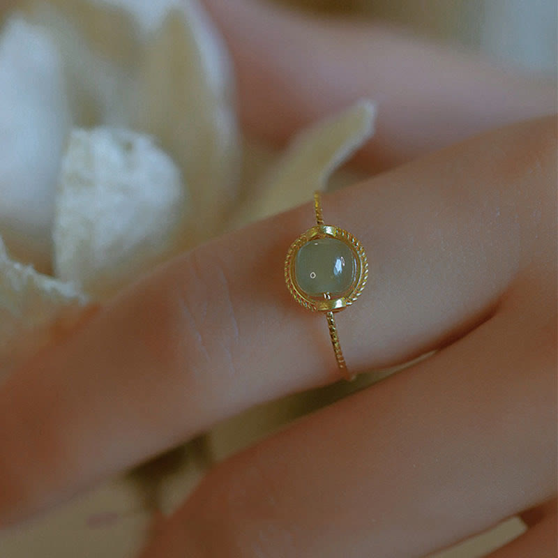 Verstellbarer, 14 Karat vergoldeter Jadering für Glück und Wohlstand