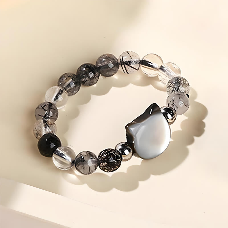 Verstellbarer 3 mm schwarzer Rutilquarz-Kaninchenring