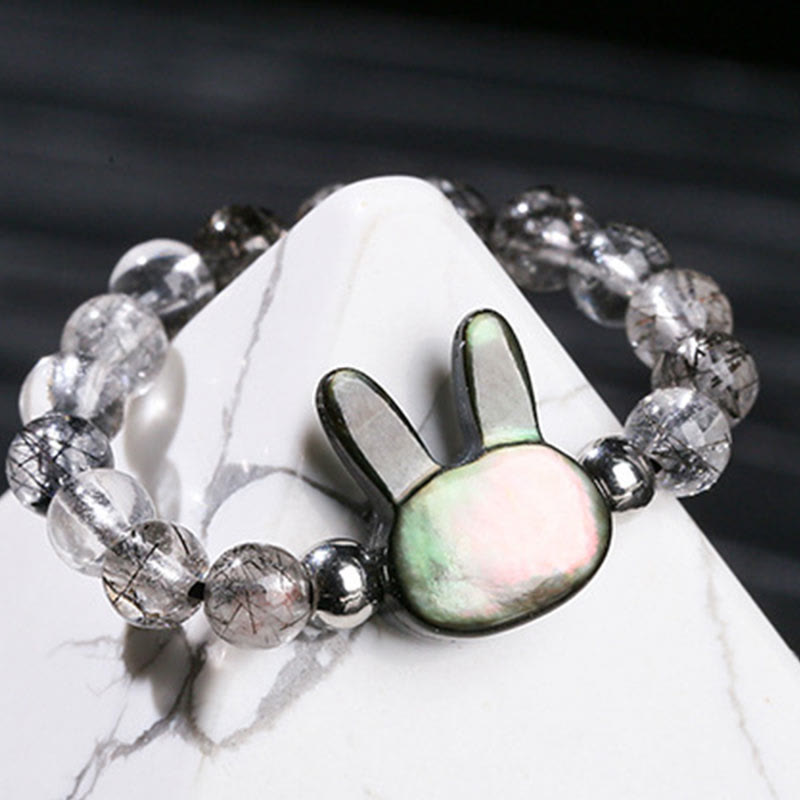 Verstellbarer 3 mm schwarzer Rutilquarz-Kaninchenring