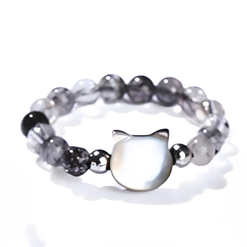 Verstellbarer 3 mm schwarzer Rutilquarz-Kaninchenring