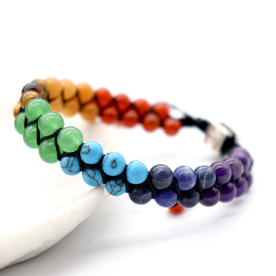 Verstellbares 7-Chakra-Heilkristall-Armband, 6 mm Perlen