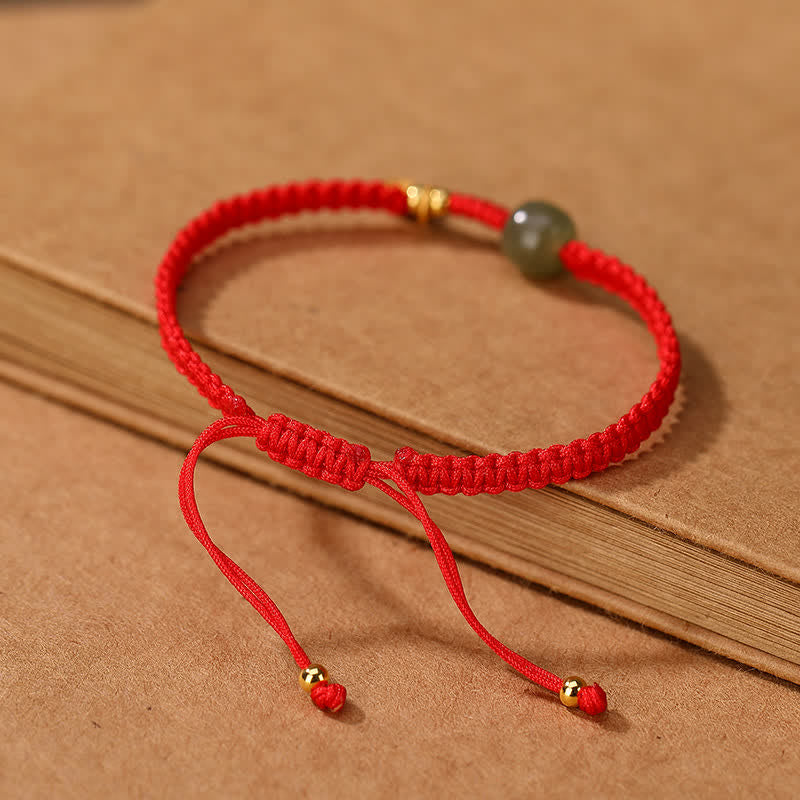 Verstellbares 7x8mm Hetian Jade Red String Blessing Armband