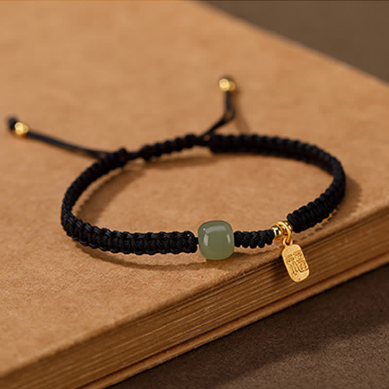 Verstellbares 7x8mm Hetian Jade Red String Blessing Armband