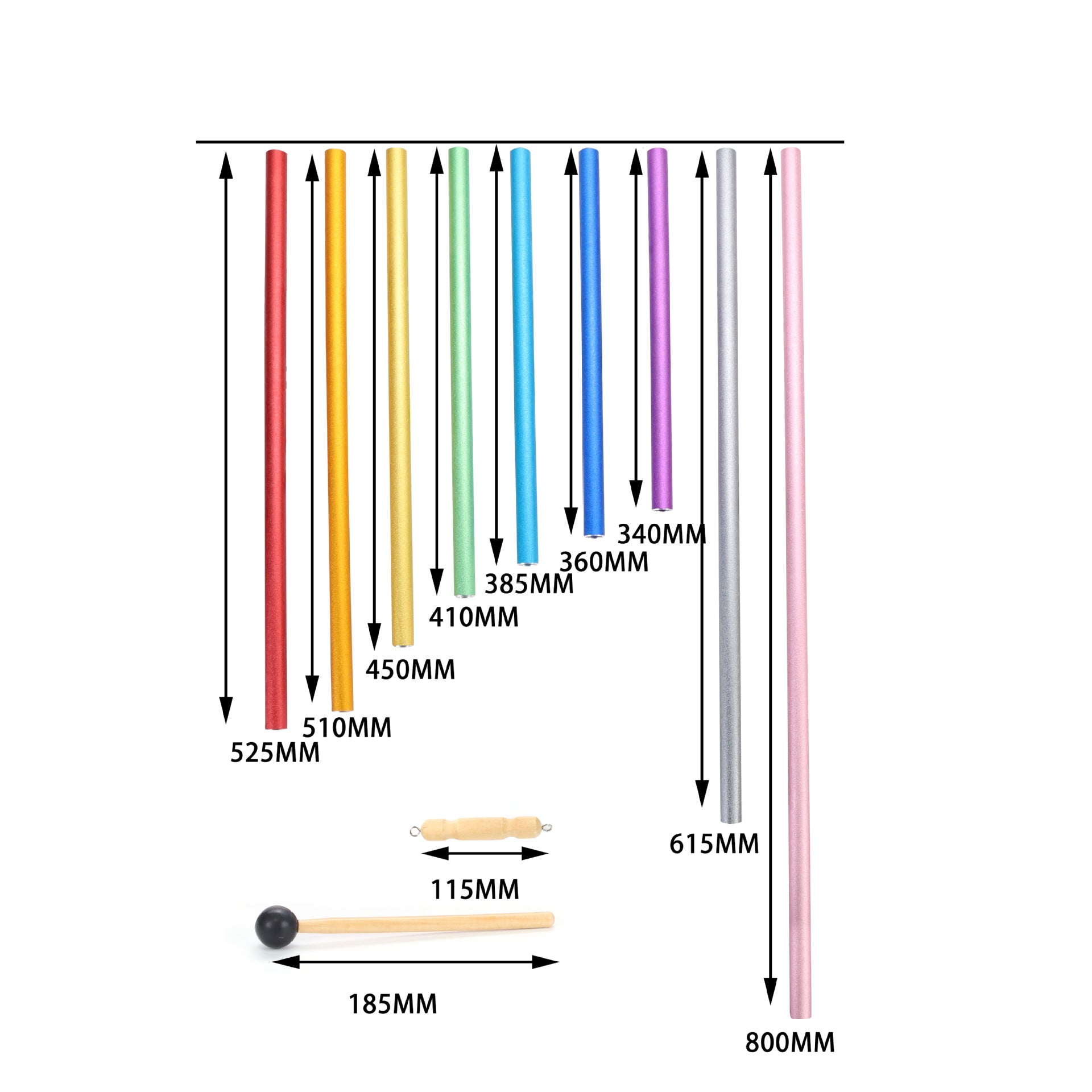 Einstellbares 9-Ton-Solfeggio-Windspiel-Set zur Entspannung
