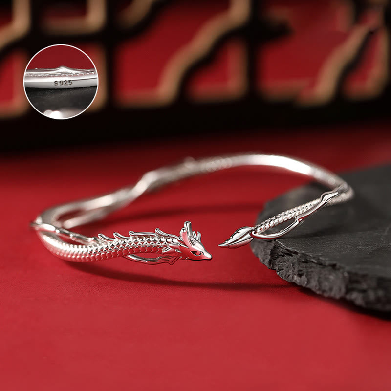 Verstellbares 925 Sterling Silber Drachen Glücksstärke Armband