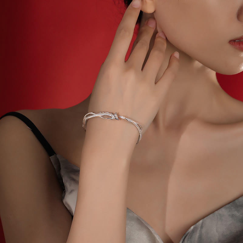 Verstellbares 925 Sterling Silber Drachen Glücksstärke Armband
