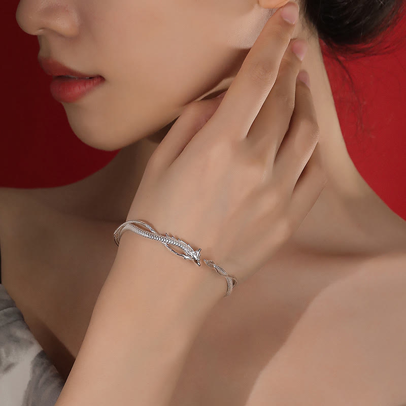 Verstellbares 925 Sterling Silber Drachen Glücksstärke Armband