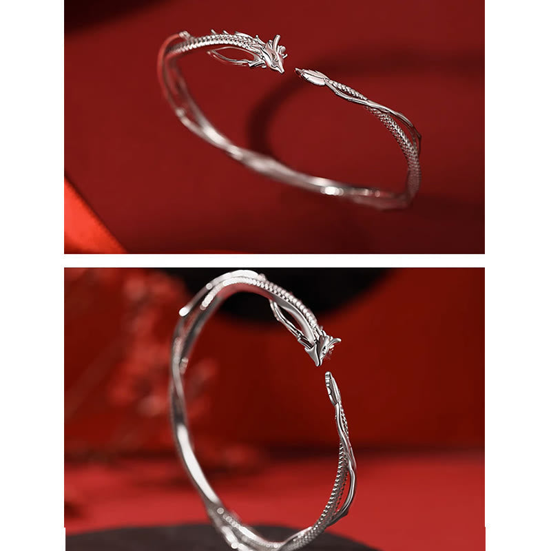Verstellbares 925 Sterling Silber Drachen Glücksstärke Armband
