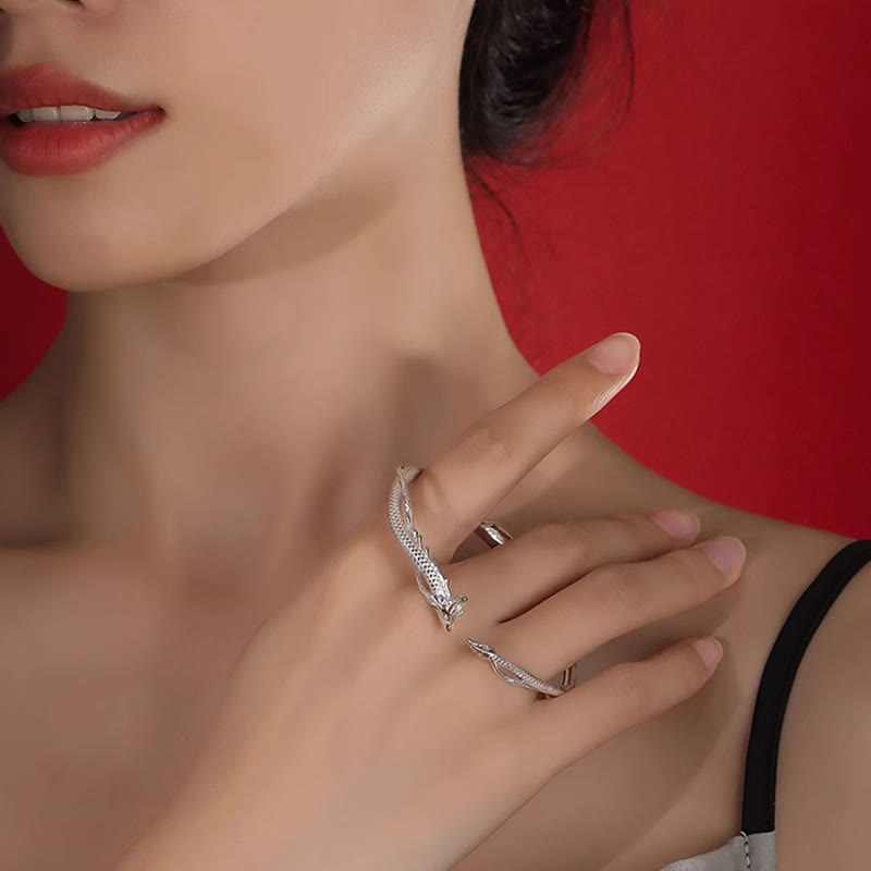 Verstellbares 925 Sterling Silber Drachen Glücksstärke Armband