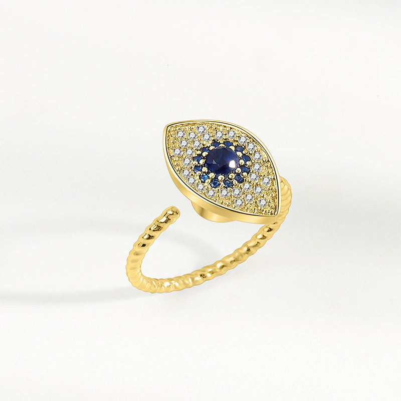 Verstellbarer Ring aus 925er Sterlingsilber zum Schutz vor dem bösen Blick