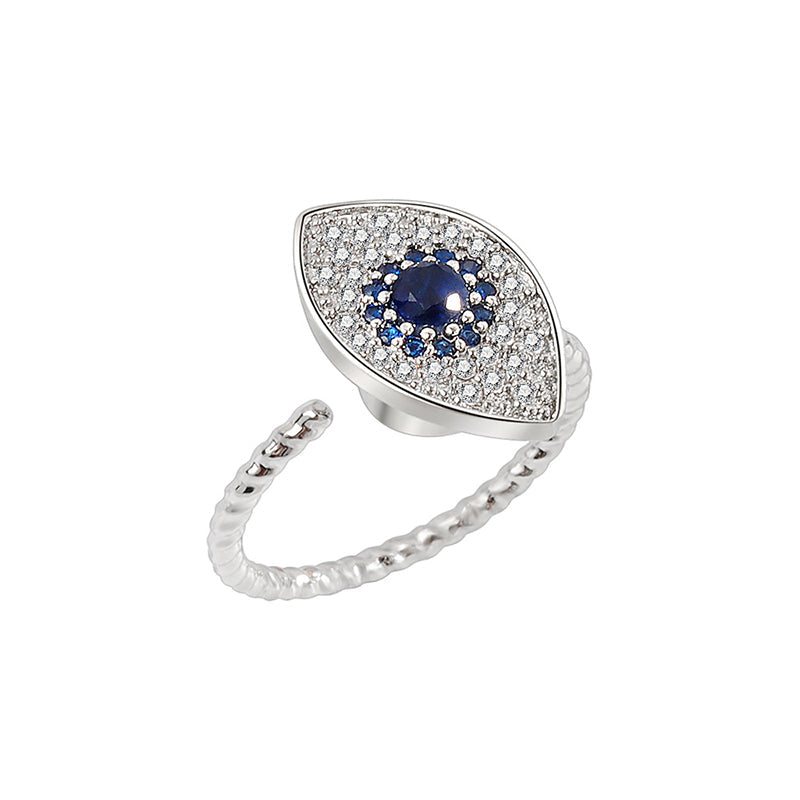 Verstellbarer Ring aus 925er Sterlingsilber zum Schutz vor dem bösen Blick