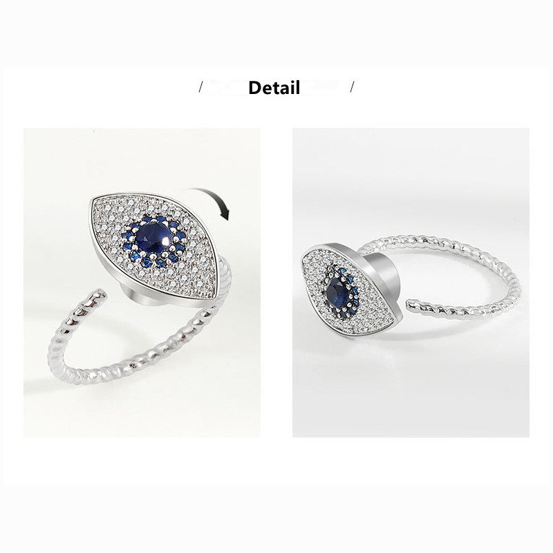 Verstellbarer Ring aus 925er Sterlingsilber zum Schutz vor dem bösen Blick