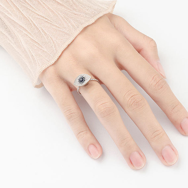 Verstellbarer Ring aus 925er Sterlingsilber zum Schutz vor dem bösen Blick