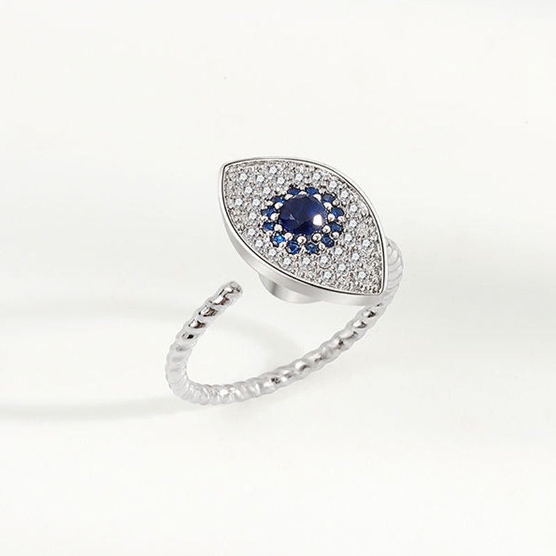 Verstellbarer Ring aus 925er Sterlingsilber zum Schutz vor dem bösen Blick