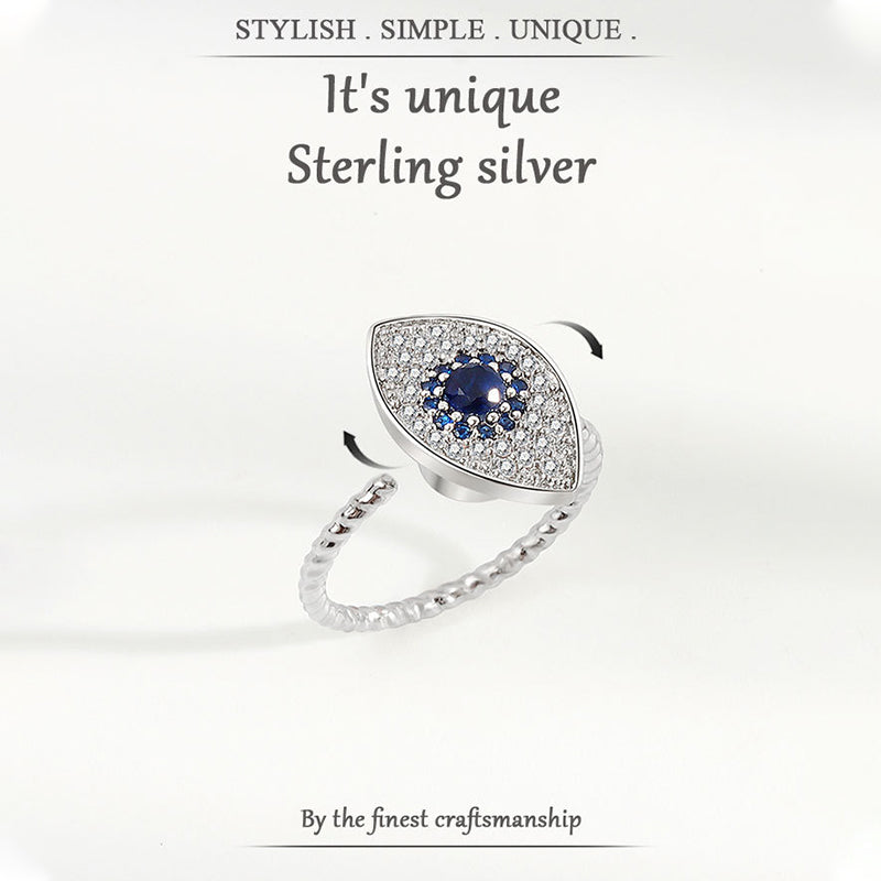 Verstellbarer Ring aus 925er Sterlingsilber zum Schutz vor dem bösen Blick