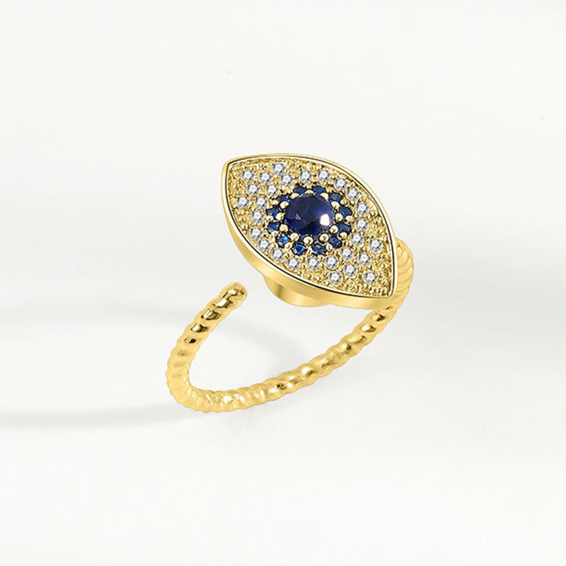 Verstellbarer Ring aus 925er Sterlingsilber zum Schutz vor dem bösen Blick
