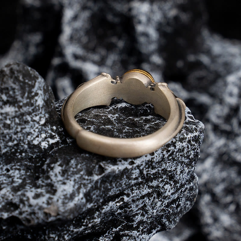 Verstellbarer Ring aus 925er Sterlingsilber mit Mantras „Om Mani Padme Hum“