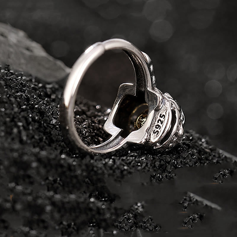 Verstellbarer Reichtumsring aus 925er Sterlingsilber mit PiXiu-Kupfermünze